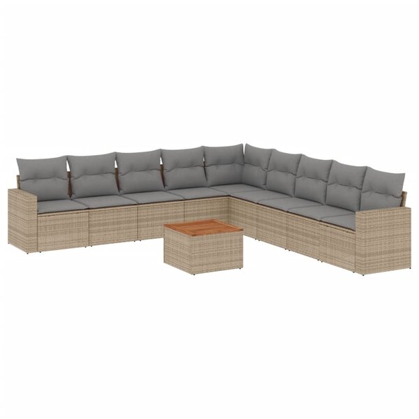 vidaXL Salon de jardin avec coussins 10 Pièces beige résine tressée