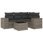 vidaXL Salon de jardin 5 Pièces avec coussins gris résine tressée