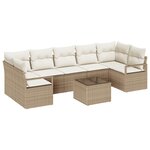 Ensemble de Sofa de Jardin vidaXL 8 Pièces avec Coussins Beige Poly Rotin