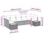 vidaXL Ensemble de canapé de jardin 7 pièces avec coussins Noir Poly Rattan Acacia