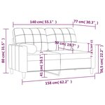 vidaXL Canapé 2 places avec oreillers bordeaux 140 cm tissu