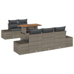 vidaXL Ensemble de Salle à Manger de Jardin en 6 pièces avec Coussins Gris Poly Rattan Acacia