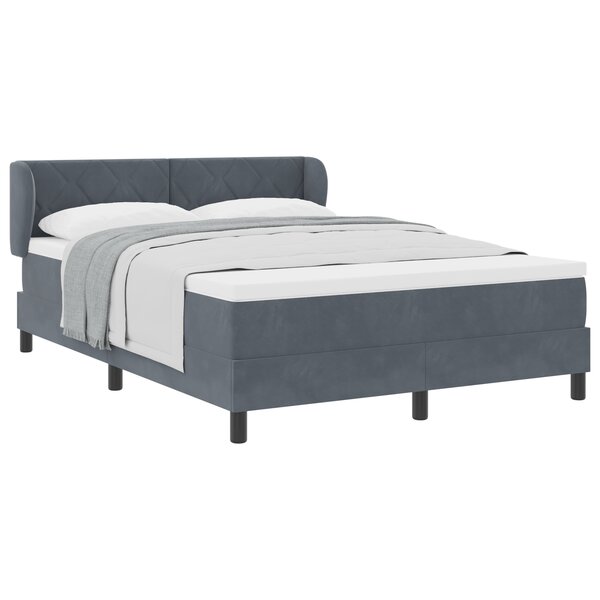 Lit à ressort vidaXL avec matelas gris foncé 160x200 cm en velours