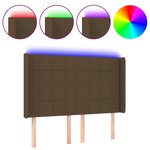 vidaXL Tête de lit à LED Marron foncé 147x16x118/128 cm Tissu