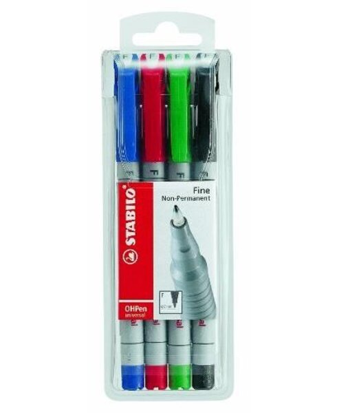 Pochette de 4 Feutre pour Transaprent OHPen encre soluble Pte fine STABILO