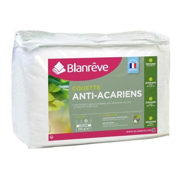 Couette chaude Percale - Anti-acariens - 200 x 200 cm