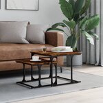 vidaXL Table basse gigogne 2 Pièces chêne fumé bois d'ingénierie