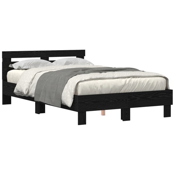 vidaXL Cadre de Lit Solide Chêne Noir Bois Massif 120 x 200 cm Durable