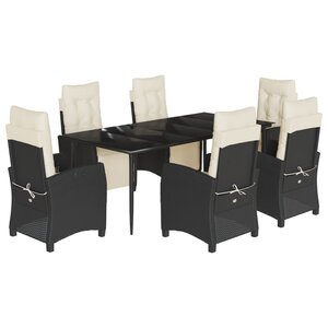 vidaXL Ensemble à manger de jardin coussins 7Pièces Noir Résine tressée