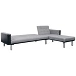 vidaXL Canapé-lit en forme de L tissu noir et gris