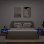 vidaXL Tables de chevet avec lumières LED 2 Pièces chêne fumé 50x40x45 cm