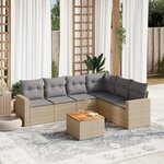 vidaXL Salon de jardin avec coussins 7Pièces mélange beige résine tressée