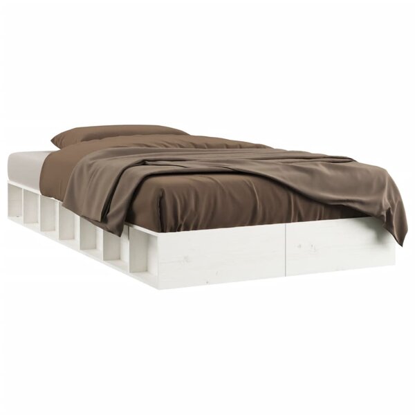 vidaXL Cadre de lit sans matelas blanc 100x200 cm bois massif