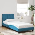 vidaXL Cadre de lit avec LED sans matelas bleu 80x200 cm velours
