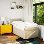 vidaXL Sommier à lattes de lit avec matelas Crème 80x200 cm Tissu