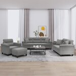 vidaXL Ensemble de canapés 4 Pièces coussins Gris foncé Tissu microfibre