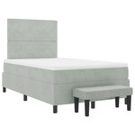 vidaXL Lit à ressorts avec matelas & banc Gris clair 120x200 cm Velours