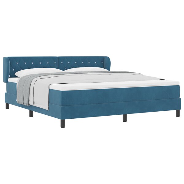 lit à ressort vidaXL avec matelas bleu foncé 180x200 cm velours