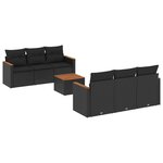 vidaXL Salon de jardin 7 Pièces avec coussins noir résine tressée