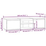 vidaXL Meuble TV Blanc 140x35x40 cm Bois de pin massif