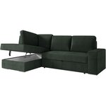 Canapé d'angle gauche convertible ARTEMIS 4 places - Velours côtelé vert foncé - 246 x 174 x 96 cm