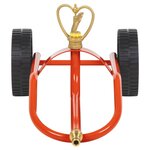 vidaXL Traîneau d’arrosage sur roues avec tête rotative en acier rouge