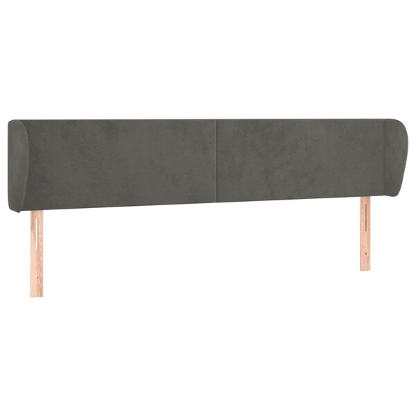 vidaXL Tête de lit avec oreilles Gris foncé 203x23x78/88 cm Velours