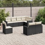 vidaXL Salon de jardin 8 Pièces avec coussins noir résine tressée