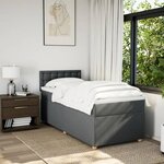 vidaXL Sommier à lattes de lit avec matelas Gris foncé 100x200cm Tissu