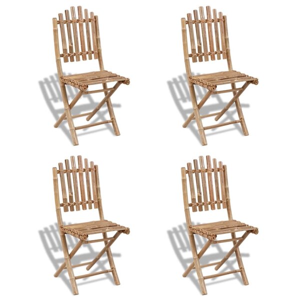 vidaXL Chaises pliables d'extérieur Bambou 4 Pièces