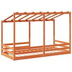 vidaXL Lit pour enfants et toit cire marron 100x200 cm bois massif pin