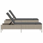 vidaXL Chaises longues avec coussins lot de 2 gris résine tressée
