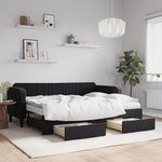 vidaXL Lit de jour avec gigogne et tiroirs noir 80x200 cm velours