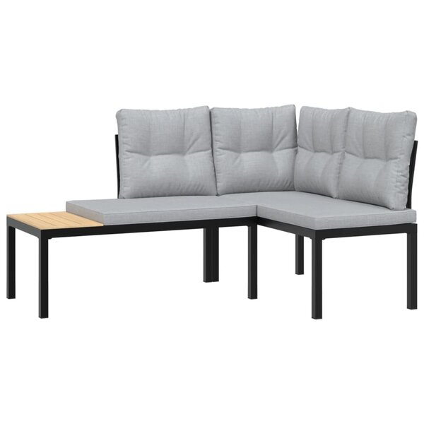 vidaXL Bancs de jardin avec coussins lot de 2 acier enduit de poudre