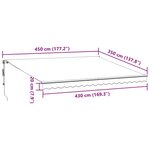 vidaXL Auvent manuel rétractable avec LED anthracite blanc 450x350 cm