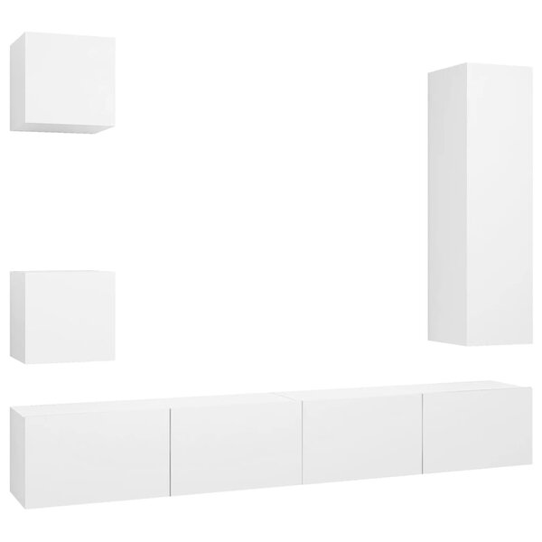 vidaXL Ensemble de meubles TV 5 Pièces Blanc Bois d'ingénierie