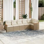 vidaXL Salon de jardin avec coussins 6 Pièces beige résine tressée