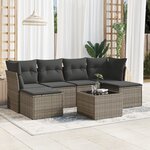 vidaXL Salon de jardin avec coussins 7 Pièces gris résine tressée