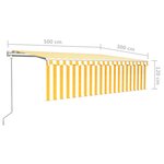 vidaXL Auvent rétractable automatique avec store 5x3 m Jaune et blanc