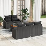 vidaXL Ensemble de canapé de jardin 6 pièces avec coussins Noir en Poly Rattan Acacia
