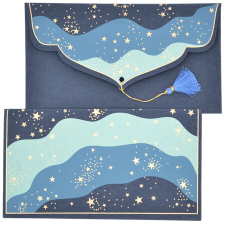 PAPERTREE STARDUST Lot de 5 Enveloppes cadeau 19x10cm Bleu