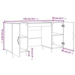 vidaXL Bureau chêne fumé 140x50x75 cm bois d'ingénierie