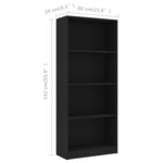 vidaXL Bibliothèque à 4 niveaux Noir 60x24x142 cm Bois d’ingénierie