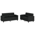 vidaXL Ensemble de canapés 2 Pièces avec coussins Noir Similicuir