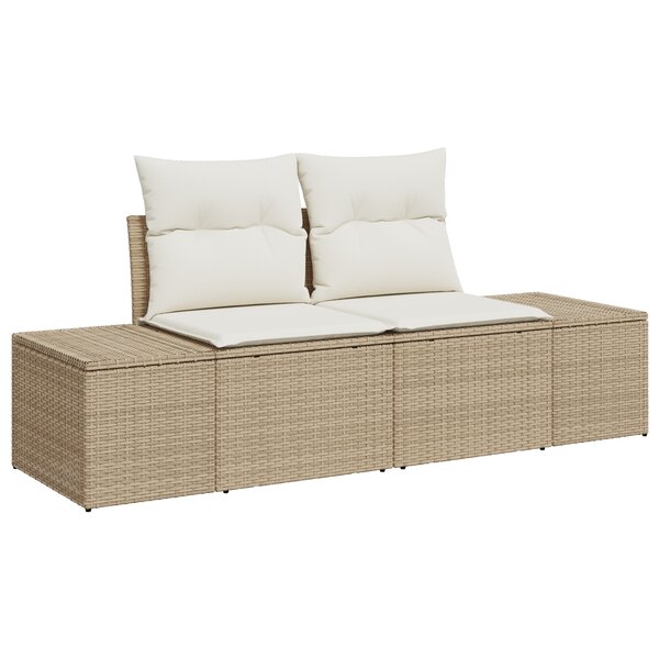vidaXL Canapé de jardin 2 places avec rangement et coussins Beige Rotin Poly