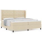 vidaXL Lit plateforme avec matelas - Crème - 200x200 cm Tissu