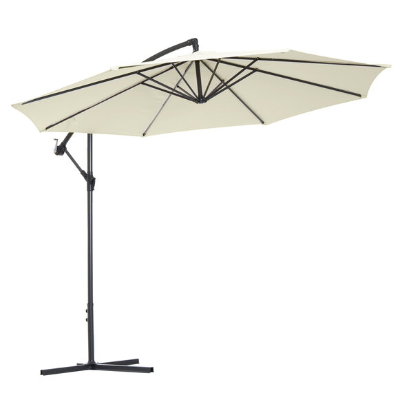 Parasol déporté octogonal inclinable rabattable diamètre 3 m parasol de jardin avec pied en croix crème