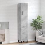 vidaXL Buffet haut Gris béton 34 5x34x180 cm Bois d'ingénierie