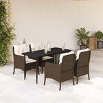 vidaXL Ensemble à manger de jardin 5 Pièces et coussins marron poly rotin