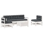 vidaXL Salon de jardin avec coussins 6 Pièces blanc bois de pin massif